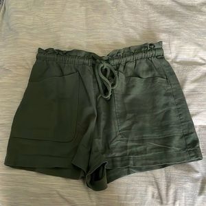 Paper bag waisted drawstring shorts